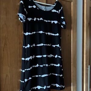 Black and White tie-Dye Striped Women's Dress